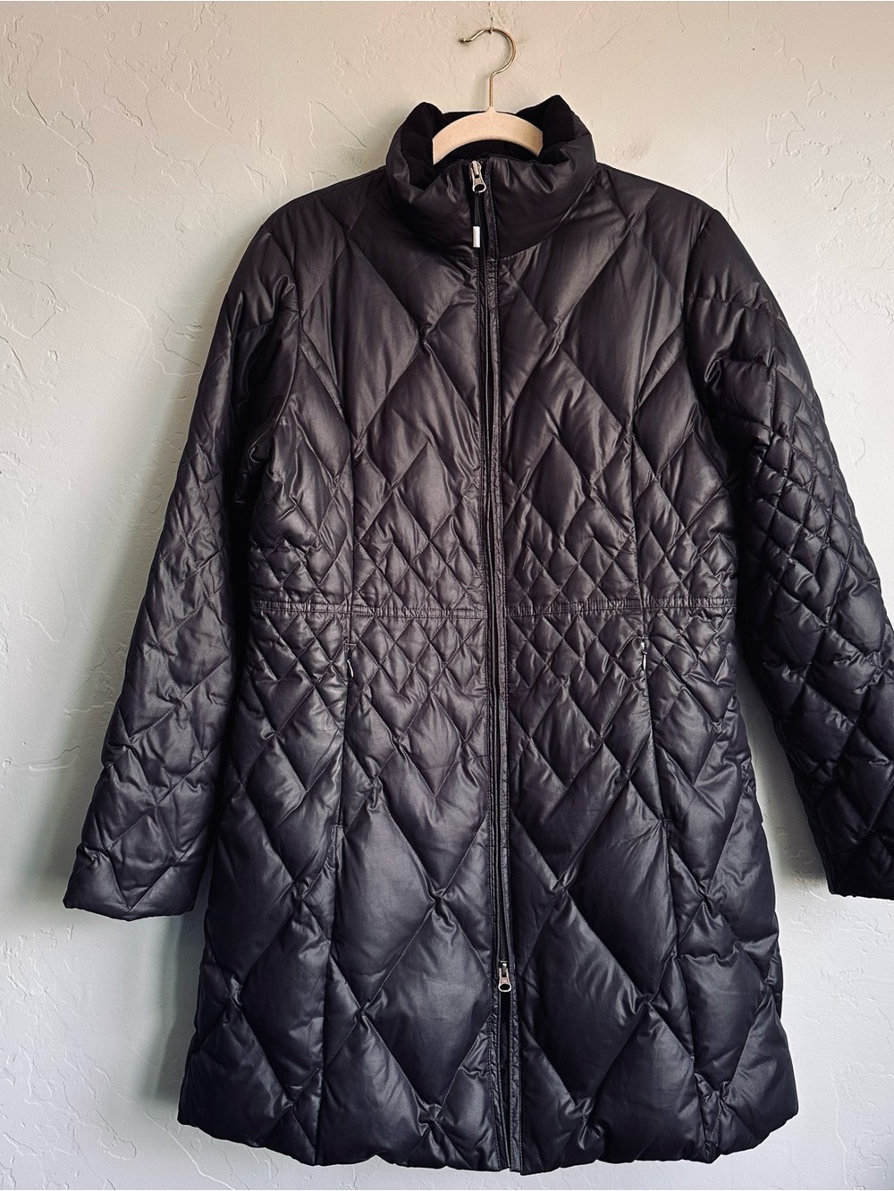 Eddie Bauer Women’s Luxe Black Goose Down Quilted Long Puffer Coat Size Large